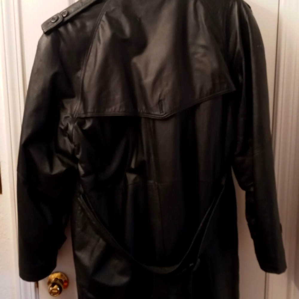 Men nice genuine leather long length coat